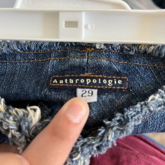 Anthropologie Wide Leg Frayed Patchwork Dark Wash Jeans - Picture 4 of 6